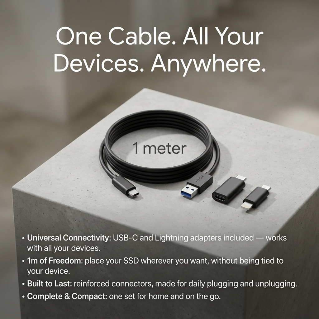 Extra Long USB-C Cable — 1m Freedom of Movement